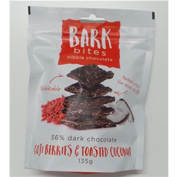 BARK BITE GOJI BERRIERS AND TOASTED COCONUT 135g
