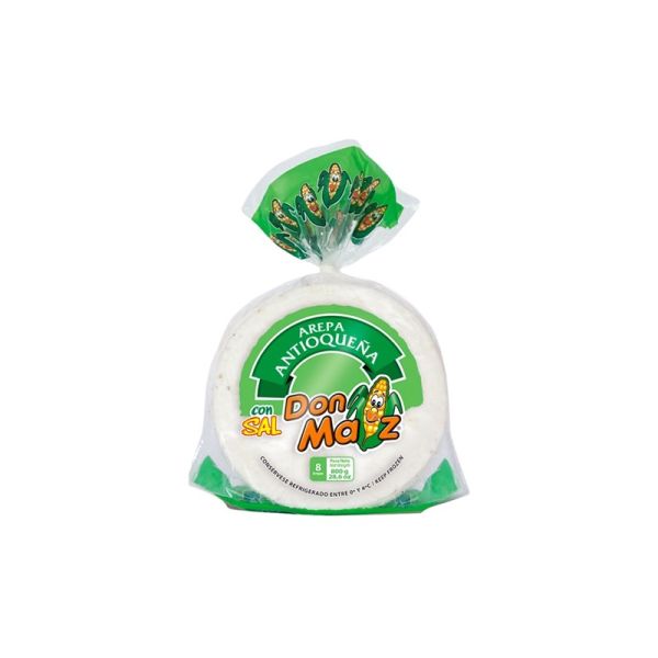 DON MAIZ WHITE CORN AREPAS WITH SALT 8 pcs ANTIOQUENA 800g