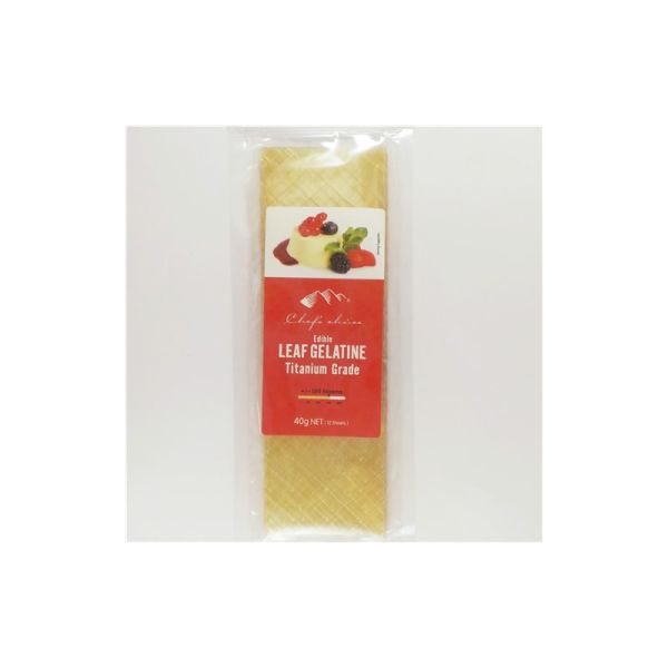 CHEF'S CHOICE GELATINE LEAF TITANIUM GRADE 40g