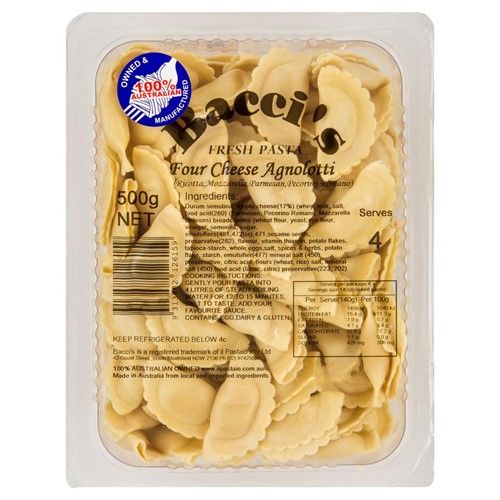 BACCI'S FOUR CHEESE AGNOLOTTI 500g