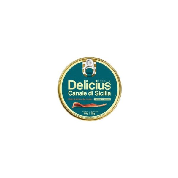 ANCHOVIES IN OLIVE OIL SICILY XL TIN 90G DELICIUS