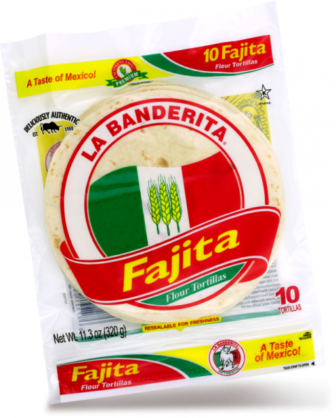 LA BANDERITA TORTILLAS FAJITA 6""x10 pcs PACKET